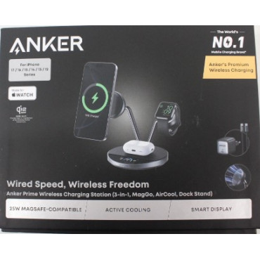 SALE OUT. Anker Prime Wireless Charging Station Qi2.2 25W wireles charging (3-in-1, MagGo, AirCool, Dock Stand) PSU added, Black