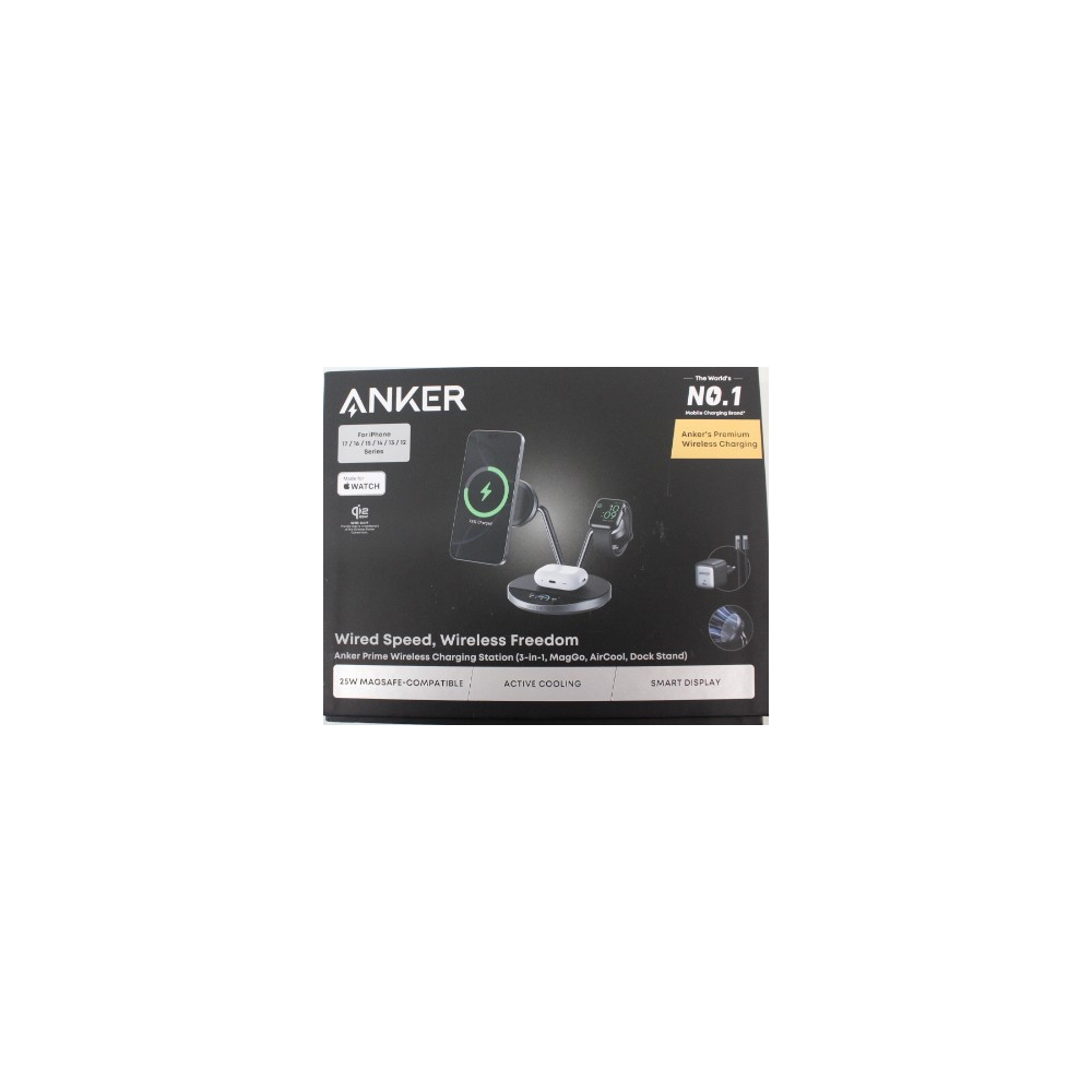 SALE OUT. Anker Prime Wireless Charging Station Qi2.2 25W wireles charging (3-in-1, MagGo, AirCool, Dock Stand) PSU added, Black