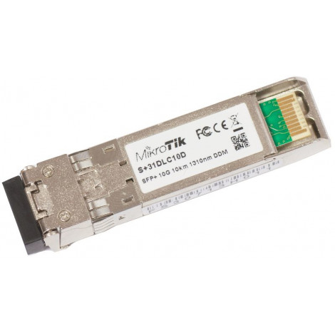 MikroTik | S+31DLC10D | SFP+ | Single-Mode Fiber | Dual LC | 10/100/1000/10000 Mbit/s | Wavelength 1310 nm | Maximum transfer di