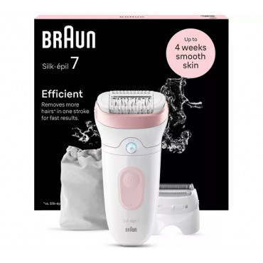 Braun Epilator | SE7030 Silk-épil Series 7 | Operating time (max) 40 min | Number of power levels 2 | Wet & Dry | White/Pink