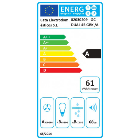 Cata Hood GC DUAL 45 GBK /A Width 45cm, Max 820 m /h, Black | CATA