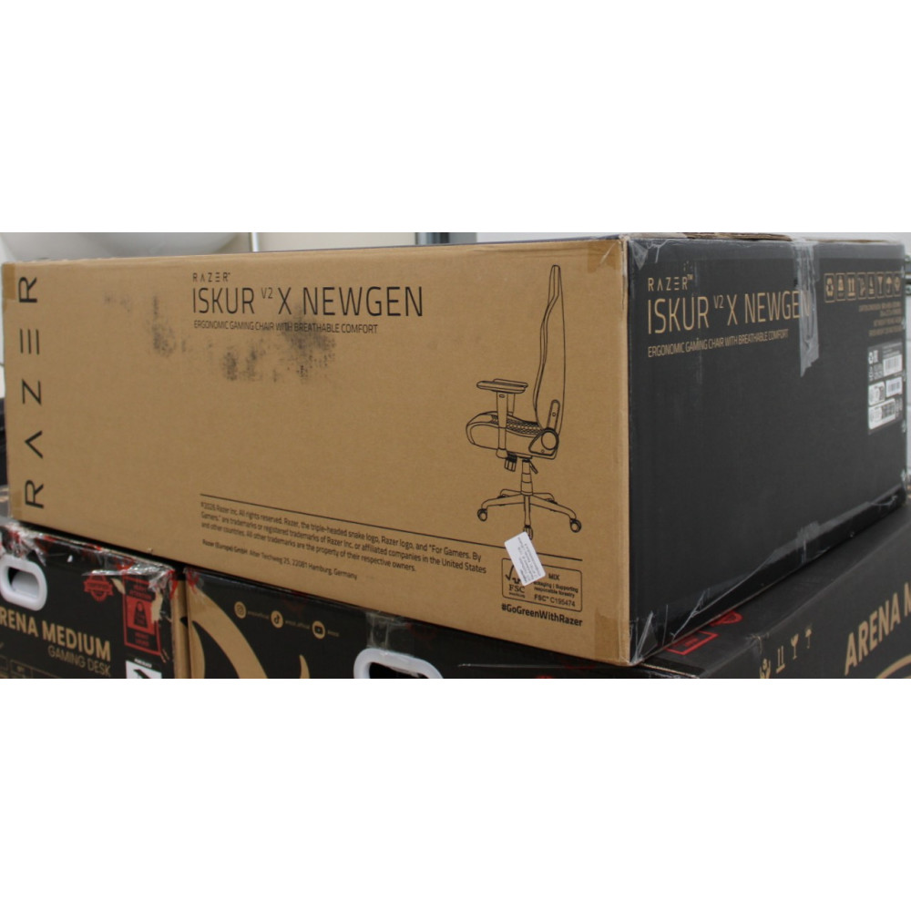 SALE OUT. | Razer Iskur V2 X NewGen | Gaming Chair | Black/Green | DAMAGED ITEM AND PACKAGING. ITEM SCRATCHED, DIRTY. MISSING: G