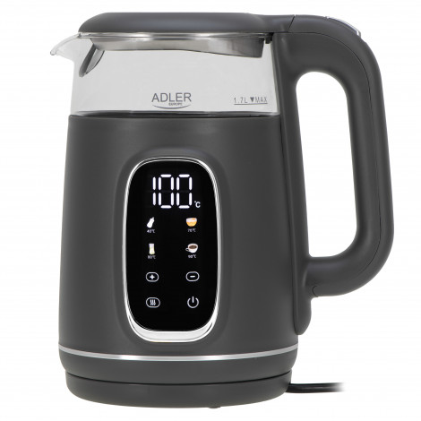 Adler Kettle with LED Display | AD 1305 | Electric | 2200 W | 1.7 L | Plastic | 360 rotational base | Grey