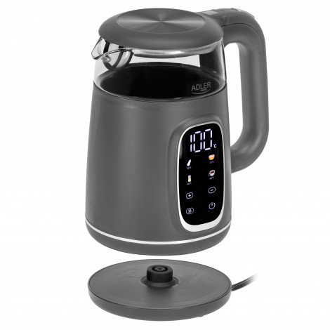Adler Kettle with LED Display | AD 1305 | Electric | 2200 W | 1.7 L | Plastic | 360 rotational base | Grey