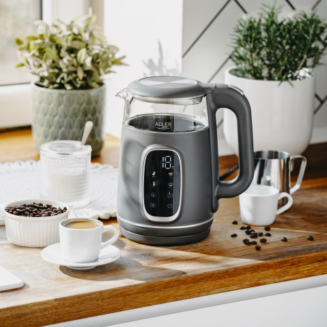 Adler Kettle with LED Display | AD 1305 | Electric | 2200 W | 1.7 L | Plastic | 360 rotational base | Grey