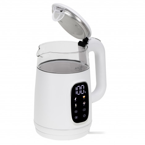 Adler Kettle with LED Display | AD 1305 | Electric | 2200 W | 1.7 L | Plastic | 360 rotational base | White/Silver