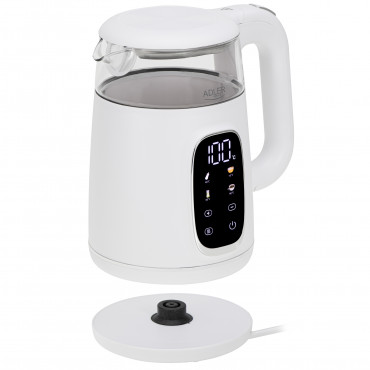 Adler Kettle with LED Display | AD 1305 | Electric | 2200 W | 1.7 L | Plastic | 360 rotational base | White/Silver