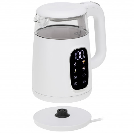 Adler Kettle with LED Display | AD 1305 | Electric | 2200 W | 1.7 L | Plastic | 360 rotational base | White/Silver