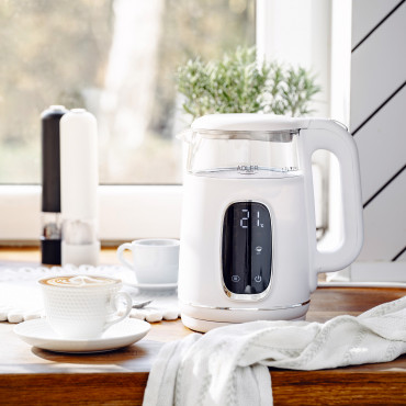 Adler Kettle with LED Display | AD 1305 | Electric | 2200 W | 1.7 L | Plastic | 360 rotational base | White/Silver