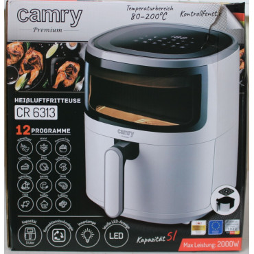 SALE OUT. Camry CR 6313 Airfryer Oven, 12 programs, Capacity 5l, White | Camry Airfryer Oven | CR 6313 | Power 2000 W | Capacity