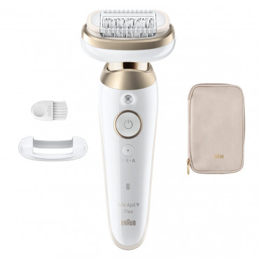 Braun Silk-épil 9 Flex SES9-011 3D Epilator, Wet & Dry, White/Gold | Braun