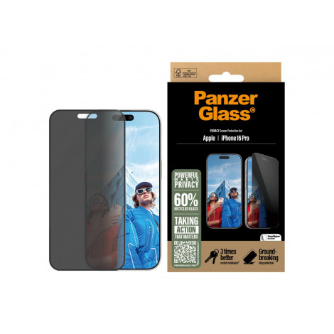 PanzerGlass Screen protector | Apple | iPhone 16 Pro | Glass | Black | Ultra-Wide Fit