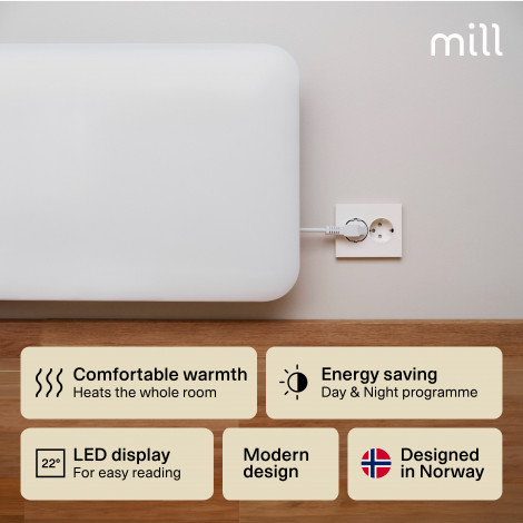 Mill Invisible Heater | IB700DN | Panel Heater | 700 W | Suitable for rooms up to 9-12 m | White | IPX4