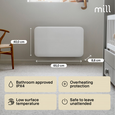 Mill Invisible Heater | IB700DN | Panel Heater | 700 W | Suitable for rooms up to 9-12 m | White | IPX4