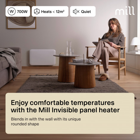 Mill Invisible Heater | IB700DN | Panel Heater | 700 W | Suitable for rooms up to 9-12 m | White | IPX4