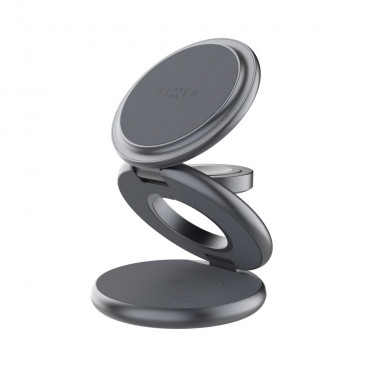 Fixed MagPowerstation Round 3-in-1 foldable wireless charger with MagSafe support | Gray