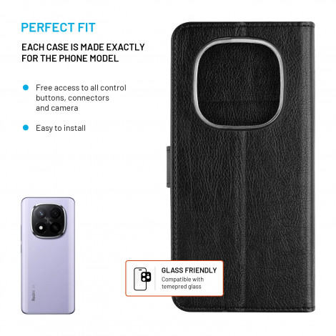 Fixed Opus | Book Case | Xiaomi | Redmi Note 15 Pro 4G | Synthetic leather | Black