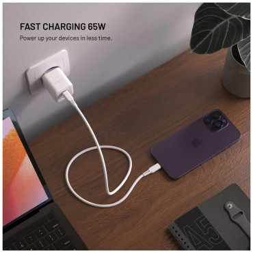 Fixed Mini 2x USB-C and USB GaN Charger 65W