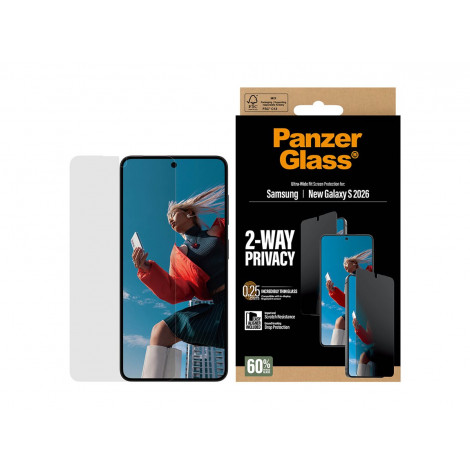 PanzerGlass 2-Way Privacy Screen Protector Samsung New Galaxy S26 | Ultra-Wide Fit w. EasyAligner | PanzerGlass