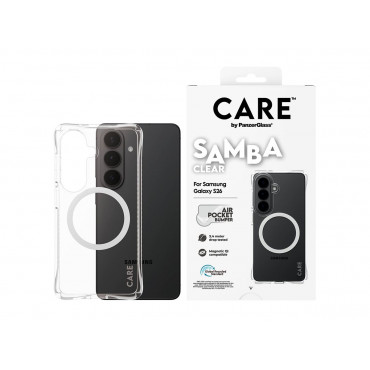 CARE by PanzerGlass Samba Case Transparent w. White Qi Samsung New Galaxy S26 | PanzerGlass