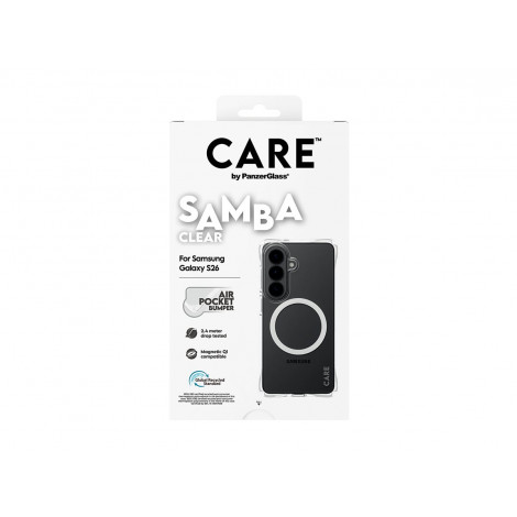 CARE by PanzerGlass Samba Case Transparent w. White Qi Samsung New Galaxy S26 | PanzerGlass