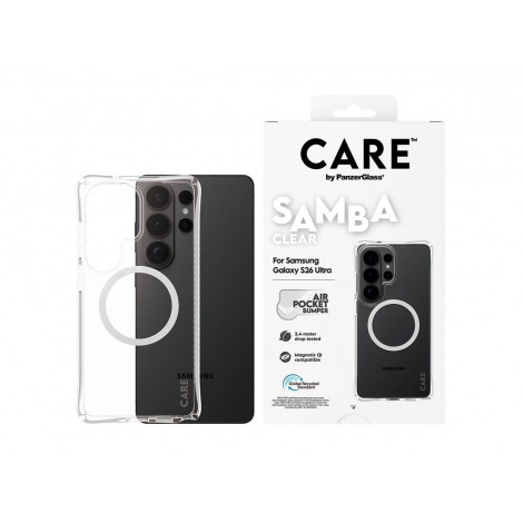 CARE by PanzerGlass Samba Case Transparent w. White Qi Samsung New Galaxy S26 Ultra | PanzerGlass