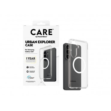 CARE by PanzerGlass Urban Explorer Case Transparent w. White Qi Samsung New Galaxy S26 Plus | PanzerGlass