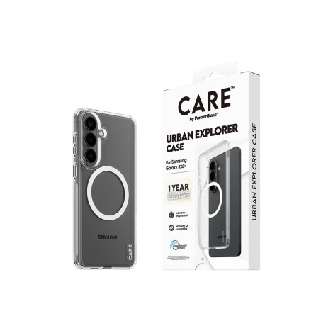 CARE by PanzerGlass Urban Explorer Case Transparent w. White Qi Samsung New Galaxy S26 Plus | PanzerGlass