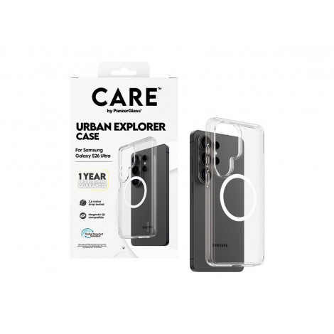 CARE by PanzerGlass Urban Explorer Case Transparent w. White Qi Samsung New Galaxy S26 Ultra | PanzerGlass