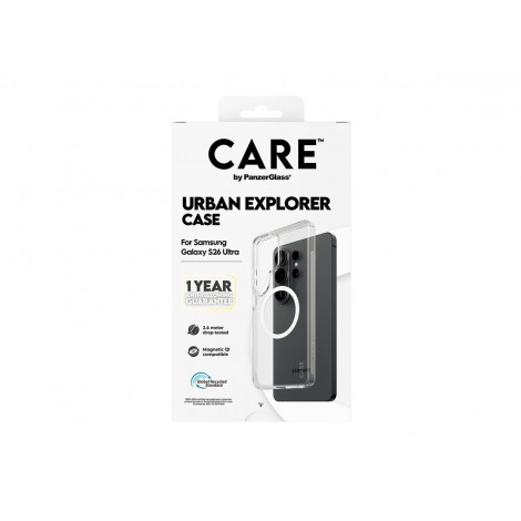 CARE by PanzerGlass Urban Explorer Case Transparent w. White Qi Samsung New Galaxy S26 Ultra | PanzerGlass