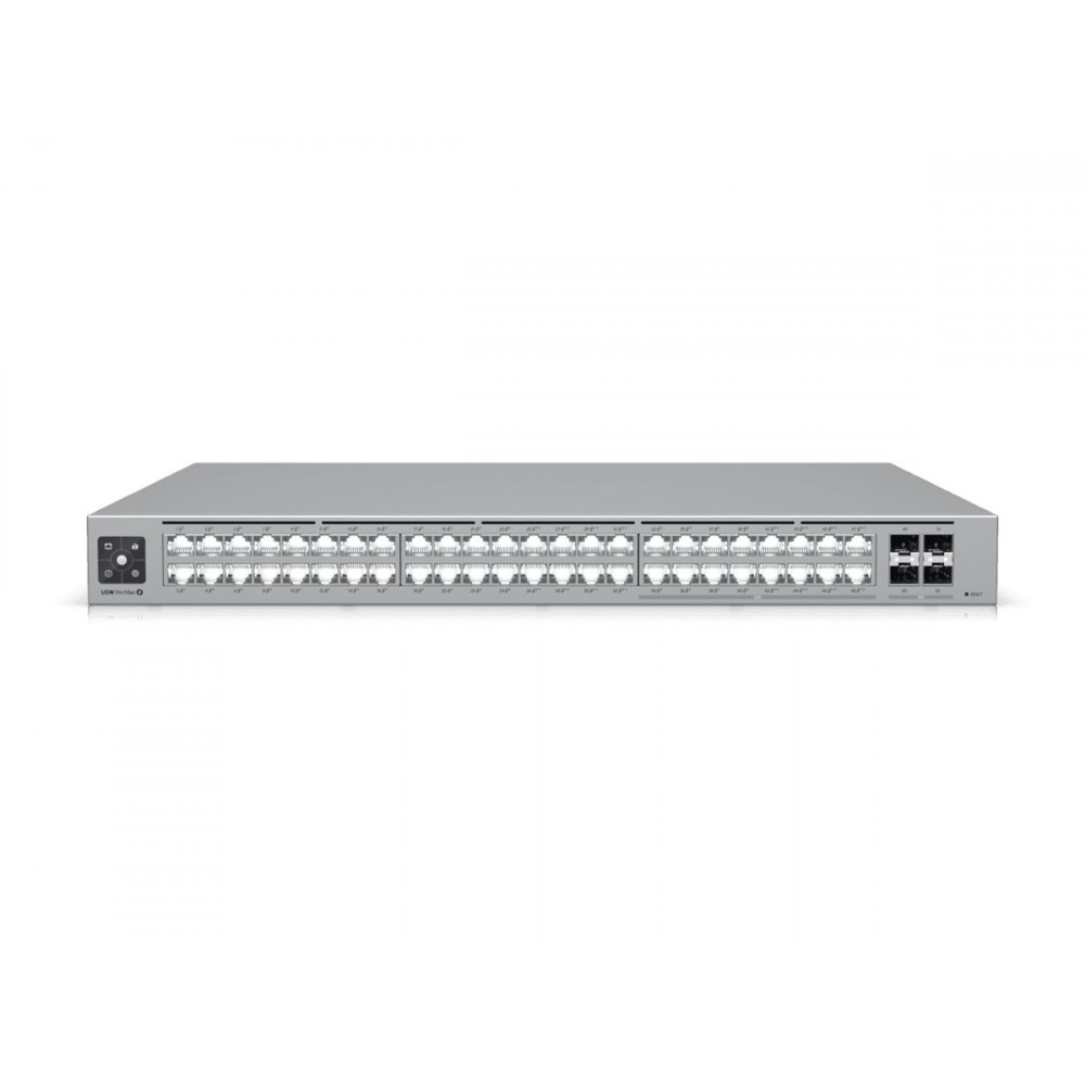 Ubiquiti | USW-Pro-Max-48-PoE | Etherlighting switch with 2.5 GbE and PoE++ output | Rack-mountable | Managed L3 | Power supply 