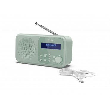 Sharp DR-P420(GN) Tokyo Portable Digital Radio, FM/DAB/DAB+, Bluetooth 5.0, USB or Battery Powered, Aquamarine Green | Sharp