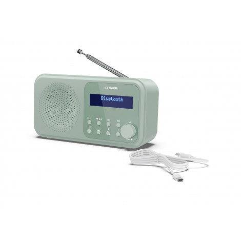 Sharp DR-P420(GN) Tokyo Portable Digital Radio, FM/DAB/DAB+, Bluetooth 5.0, USB or Battery Powered, Aquamarine Green | Sharp