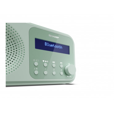 Sharp DR-P420(GN) Tokyo Portable Digital Radio, FM/DAB/DAB+, Bluetooth 5.0, USB or Battery Powered, Aquamarine Green | Sharp