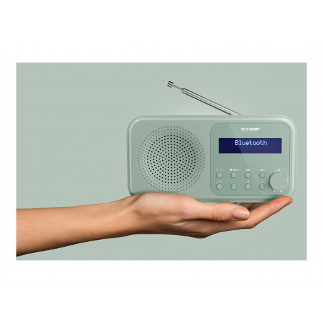 Sharp DR-P420(GN) Tokyo Portable Digital Radio, FM/DAB/DAB+, Bluetooth 5.0, USB or Battery Powered, Aquamarine Green | Sharp
