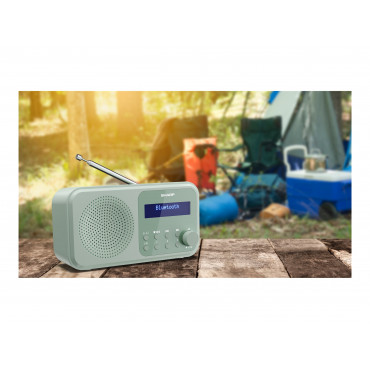 Sharp DR-P420(GN) Tokyo Portable Digital Radio, FM/DAB/DAB+, Bluetooth 5.0, USB or Battery Powered, Aquamarine Green | Sharp