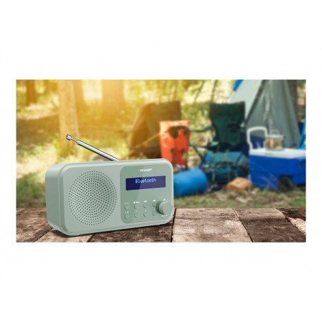 Sharp DR-P420(GN) Tokyo Portable Digital Radio, FM/DAB/DAB+, Bluetooth 5.0, USB or Battery Powered, Aquamarine Green | Sharp