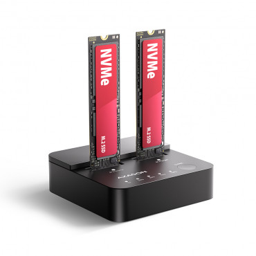 AXAGON | USB-C 20Gbps docking station for 2 M.2 NVMe SSD with disk cloning function without PC | ADSA-M2C22L