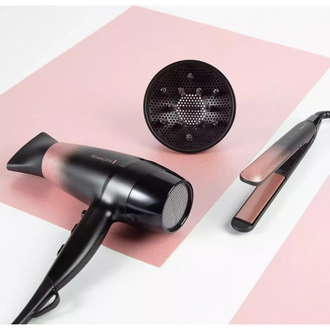 Remington Hair Dryer | D5305 Rose Shimmer | 2200 W | Number of temperature settings 3 | Ionic function | Diffuser nozzle | Black