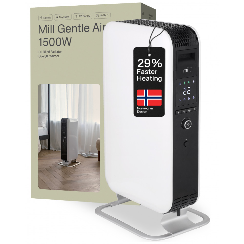 Mill | Heater | AB-H1500DN | Oil Filled Radiator | 1500 W | Number of power levels 3 | Suitable for rooms up to 16-24 m | White