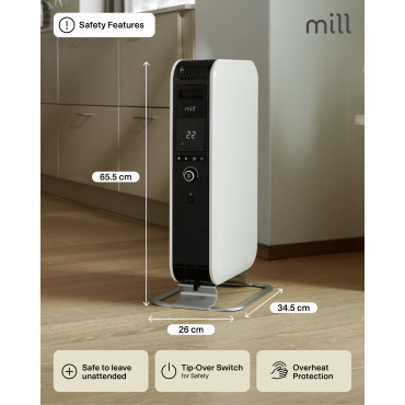 Mill | Heater | AB-H1500DN | Oil Filled Radiator | 1500 W | Number of power levels 3 | Suitable for rooms up to 16-24 m | White