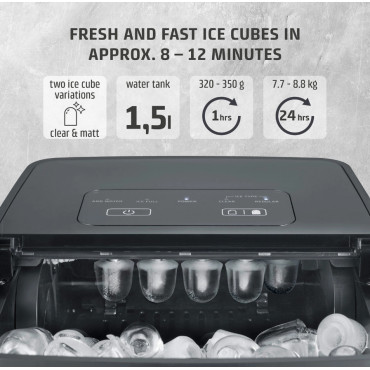 Caso Ice Cube Maker | Clear Ice Advanced | Power 130 W | Capacity 1.5 L | Matt Black