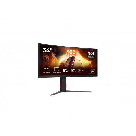 AOC CU34G4CA | 34 " | Fast VA | WQHD | 21:9 | 180 Hz | 1 ms | 3440 x 1440 pixels | 450 cd/m | HDMI ports quantity 2 | Black