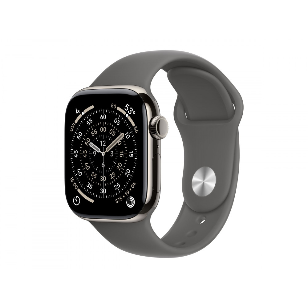 Apple Watch Series 11 GPS + Cellular 42mm Natural Titanium Case with Stone Grey Sport Band - S/M