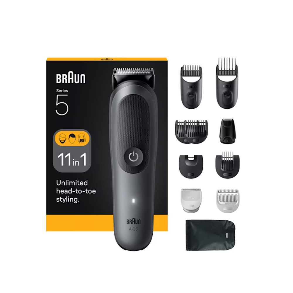 Braun 11-in-1 Grooming Kit | All-in-One Kit Series 5 AIO5560 | Cordless | Number of length steps 14 | Grey/Black