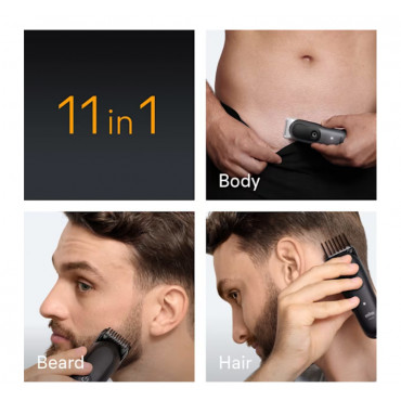 Braun 11-in-1 Grooming Kit | All-in-One Kit Series 5 AIO5560 | Cordless | Number of length steps 14 | Grey/Black