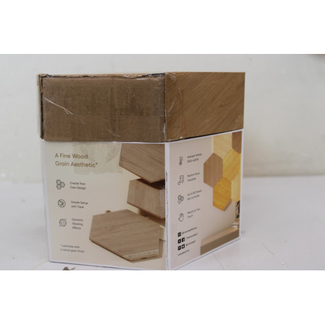 SALE OUT. Nanoleaf Elements Wood Look Hexagons Starter Kit (13 panels) | Cool White + Warm White | DAMAGED PACKAGING