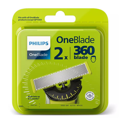 Philips | OneBlade Replacement blade, 2 pcs | QP420/50 | Black/Green