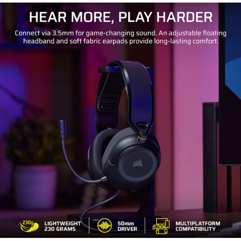 Corsair Gaming Headset | HS35 v3 | Wired | Microphone | Carbon