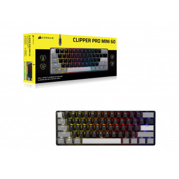CORSAIR CLIPPER PRO MINI 60 Hall Effect Gaming Keyboard, Backlit RGB LED, CORSAIR MGX Core, Black PBT DS Keycaps | Corsair